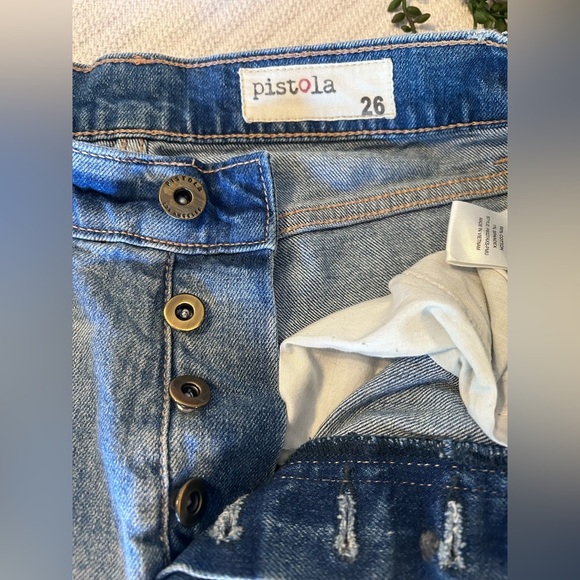 Pistola High Rise Button Fly Loose Fit Destructed Jeans Size 26 - Picture 6 of 9